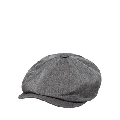 Grey herringbone baker boy cap